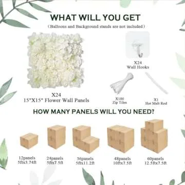 Impressive White Flower Wall Backdrop - 24 Pack Floral Decoration for Parties