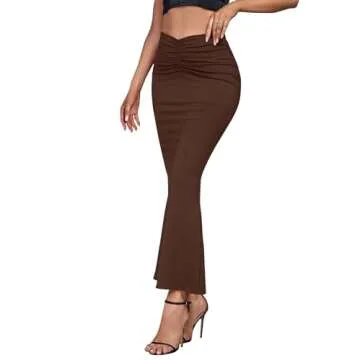 Umenlele Women's Ruched Maxi Skirt - Stylish & Comfy