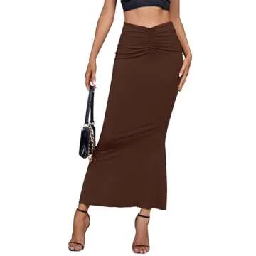 Umenlele Women's Ruched Maxi Skirt - Stylish & Comfy