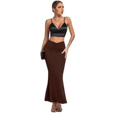 Umenlele Women's Ruched Maxi Skirt - Stylish & Comfy