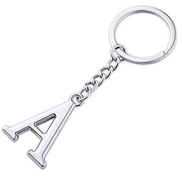 Personalized Initial Letter Keychain - Stainless Steel Charm Key Rings