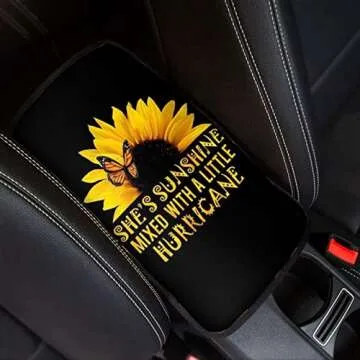 BIGCARJOB She's Sunshine Sunflower Car Seat Covers Full Set of 12 Pack Steering Wheel Cover for Women Gifts with Seat Belt Pads, Coasters,Vehicle Seat Cover,Fit Most Car SUV Van Truck