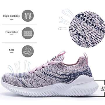 Akk Womens Athletic Walking Shoes - Memory Foam Lightweight Tennis Sports Shoes Gym Jogging Slip On ...