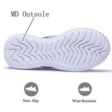 Akk Womens Athletic Walking Shoes - Memory Foam Lightweight Tennis Sports Shoes Gym Jogging Slip On Running Sneakers Grey-Pink Size 8.5