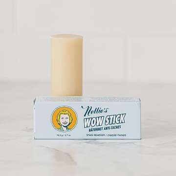 Nellie's Wow Stick - Stain Remover for Fabrics & Clothes - Cleans Grass, Makeup, Wine, Grease, Coffee, Blood for Laundry - Plant-Based (2.7 oz)