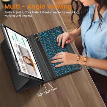 Compatible with iPad Air 11 inch M2/ 10.9'' Air 5th 4th/ Pro 11 4th/3rd/2nd/1st Gen Case with Keyboard - 7-Color Backlit Wireless Detachable Folio Cover with Pencil Holder for iPad Air 6/5/4 - Black