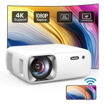 Outdoor Projector 4K with WiFi and Bluetooth: 20000L 600 ANSI Native 1080P Projector, 4D/4P Keystone...