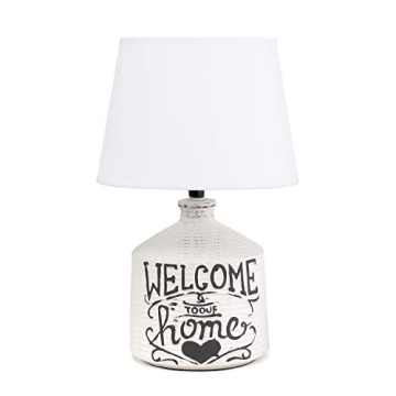 Welcome Home Rustic Ceramic Farmhouse Lamp - Simple Designs