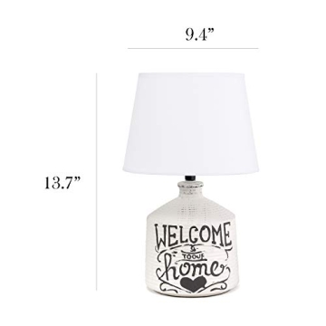 Welcome Home Rustic Ceramic Farmhouse Lamp - Simple Designs