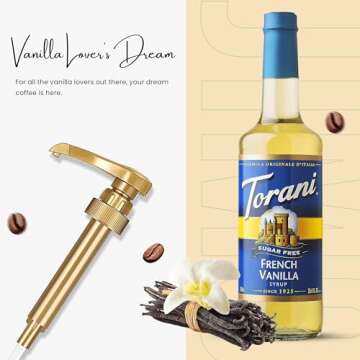 Sugar Free French Vanilla Syrup for Coffee 25.4 Ounces Coffee Syrups and Flavors with Jimoco Pump Syrup Dispenser