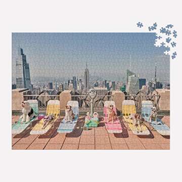 Galison Gray Malin The Dogs of New York City – 1000 Piece Puzzle Fun and Challenging Activity with Bright and Bold Artwork of New York City Dogs for Adults and Families