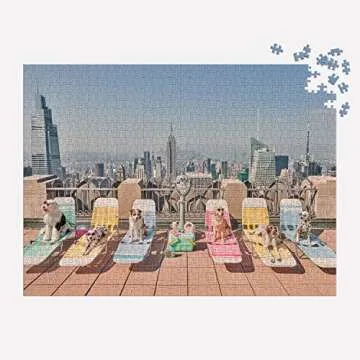 Galison Gray Malin The Dogs of New York City – 1000 Piece Puzzle Fun and Challenging Activity with Bright and Bold Artwork of New York City Dogs for Adults and Families