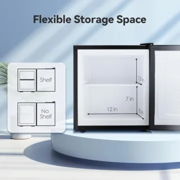 LHRIVER 1.1 Cu.ft Upright Freezer, Compact Mini Freezer with Removable Shelves, Adjustable Thermostat, Reversible Door Hinge, Quiet Small Freezer Upright for Home/Office/Kitchen/Dorm (Silver)