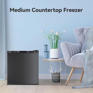 LHRIVER 1.1 Cu.ft Upright Freezer, Compact Mini Freezer with Removable Shelves, Adjustable Thermostat, Reversible Door Hinge, Quiet Small Freezer Upright for Home/Office/Kitchen/Dorm (Silver)