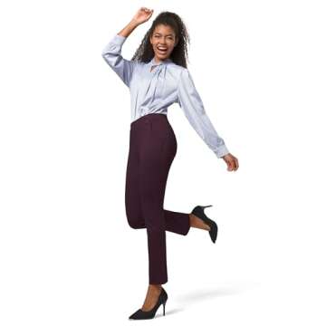 Willit Women's Yoga Dress Pants Stretch Business Work Casual Pants High Waisted Cropped Office Pants 27" Burgundy S