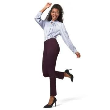 Willit Women's Yoga Dress Pants Stretch Business Work Casual Pants High Waisted Cropped Office Pants 27" Burgundy S