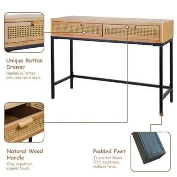 Stylish COZAYH Rustic Console Table with 2 Drawers