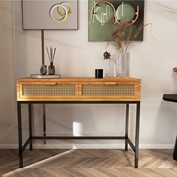 Stylish COZAYH Rustic Console Table with 2 Drawers