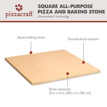 Pizzacraft 15" Square ThermaBond Baking/Pizza Stone - For Oven or Grill - PC9897