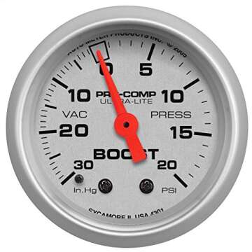 Auto Meter 4301 Ultra-Lite Mechanical Boost/Vacuum Gauge - Reliable Performance for Race and Street ...