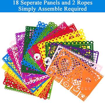 18pcs Papel Picado Banner Decorations Large Felt Mexican Fiesta Banners for Fiesta Mexican Party Cinco De Mayo Day of the Dead Altar de Ofrendas Dia De Muertos Decorations