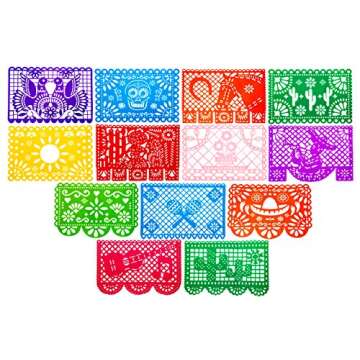 18pcs Papel Picado Banner Decorations Large Felt Mexican Fiesta Banners for Fiesta Mexican Party Cinco De Mayo Day of the Dead Altar de Ofrendas Dia De Muertos Decorations