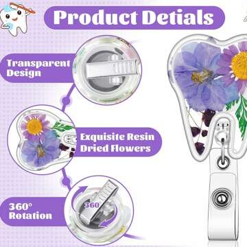 Pressed Flower Tooth Badge - Unique Enamel Pin