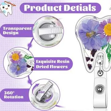 Pressed Flower Tooth Badge - Unique Enamel Pin