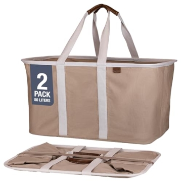 CleverMade LUXE Mocha Collapsible Laundry Totes - Space-Saving Solution for Every Home
