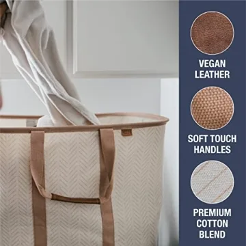 CleverMade Collapsible Laundry Tote, LUXE Mocha 2PK