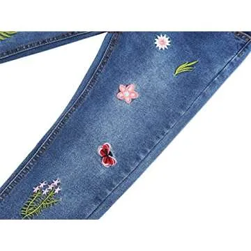 KIDSCOOL SPACE Girls Embroidered Jeans for 6-7 Years