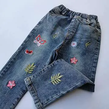 KIDSCOOL SPACE Girls Embroidered Jeans for 6-7 Years