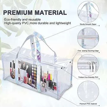 Clear PVC Travel Makeup Toiletry Storage Bag Large Capacity Plastic Tote Bag Cosmetic Clothes Organi...