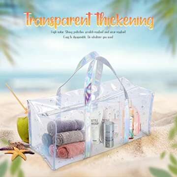 Clear PVC Travel Makeup Toiletry Storage Bag Large Capacity Plastic Tote Bag Cosmetic Clothes Organizer Bag for Men and Women