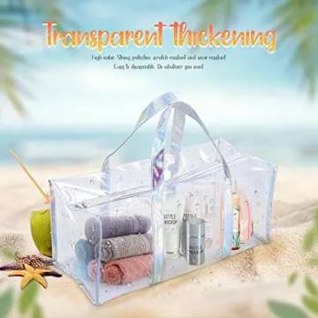 Clear PVC Travel Makeup Toiletry Storage Bag Large Capacity Plastic Tote Bag Cosmetic Clothes Organizer Bag for Men and Women