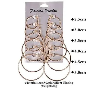 AJ DEFIRO 6 Pair Bronze Hoop Earring Set Stainless stud Earring Women Jewelry Silver Tone