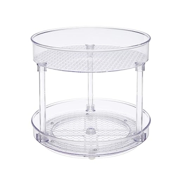 Clear 2-Tier Lazy Susan Organizer for Kitchen or Bath