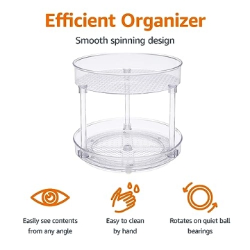 Clear 2-Tier Lazy Susan Organizer for Kitchen or Bath