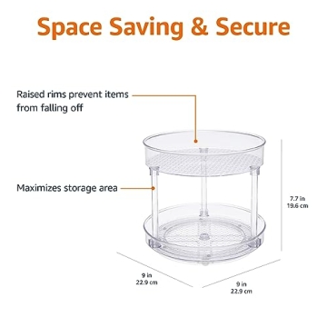 Clear 2-Tier Lazy Susan Organizer for Kitchen or Bath