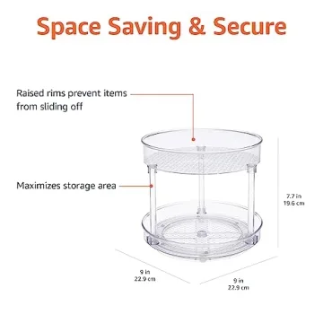 Clear 2-Tier Lazy Susan Organizer for Kitchen or Bath