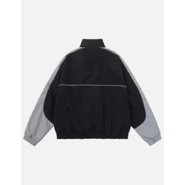 Aelfric Eden Reflective Stripe Star Zipper Jacket Graphic Oversized Lightweight Jacket Casual Comfy Soft Coats