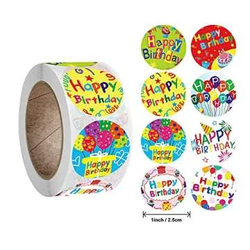 Pink Forest Happy Birthday Stickers ,Celebrate Birthday Pattern Round Decorative Sealing Stickers Labels for Adults Kids Birthday Party Home Classroom Decorations