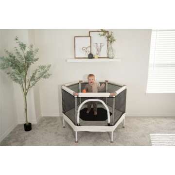 Square House Kids Trampoline (4-FT), Aesthetic Indoor and Outdoor Toddler Trampoline with Safety Net...