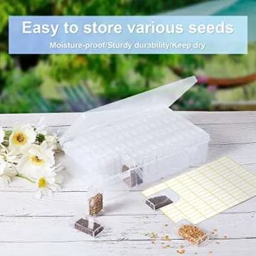 64 Slots Seed Storage Box with Labels and Tweezers