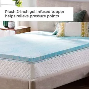 Upgrade Sleep Comfort with LINENSPA Gel Memory Foam Twin XL Topper – Pressure Relief, Cooling Tech...