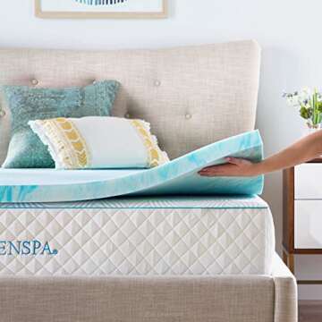 LINENSPA 2 Inch Gel Swirl Memory Foam Mattress Topper – Cooling Gel Infused – Pressure Relieving – CertiPUR Certified - Twin XL