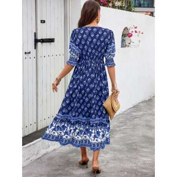 PRETTYGARDEN Beach Dresses for Woman Summer Casual 2024 Resort Outfits Elegant Bohemian Maxi Dress F...