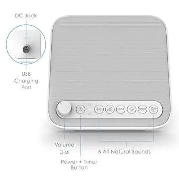 Pure Enrichment Wave Premium Sleep Sound Machine with USB Charger - Seamless Looping with 6 Soothing All-Natural Sounds, & Auto-Off Timer - Easily Portable for Travel (White) Patented Design
