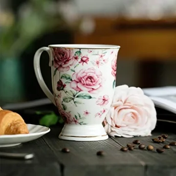 Elegant BTaT Floral Coffee Mugs Set of 4