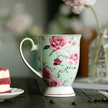 Elegant BTaT Floral Coffee Mugs Set of 4